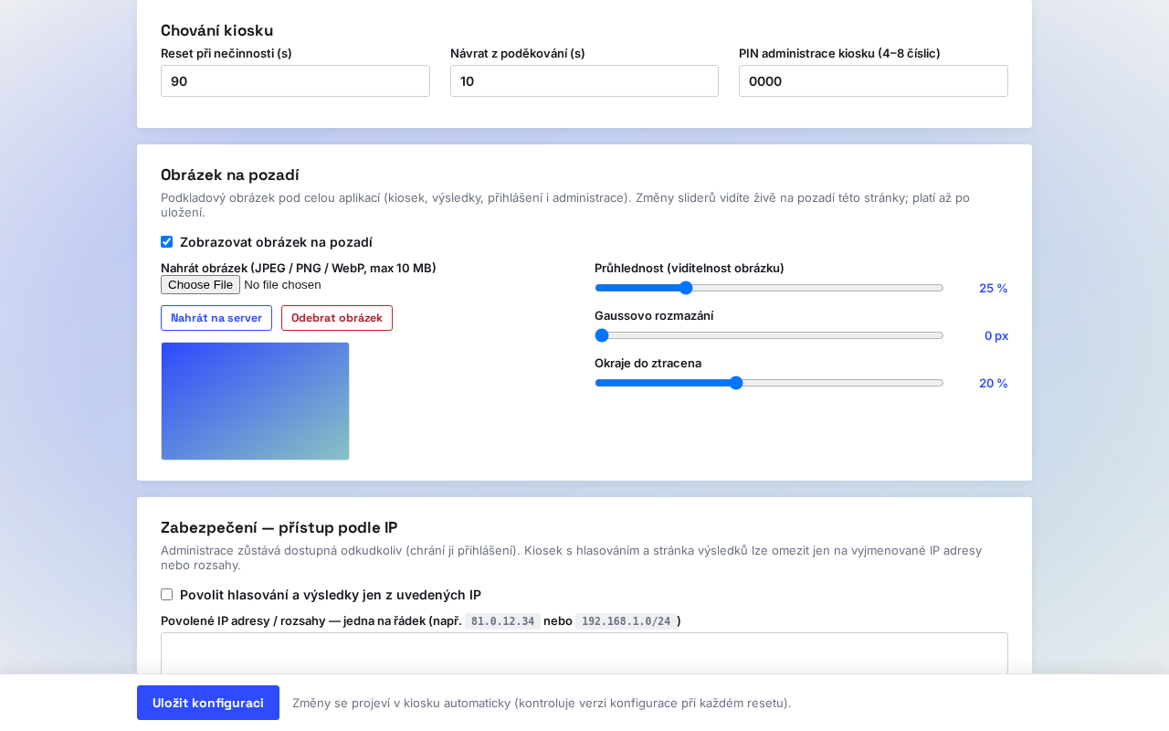 Quizer — zabezpečení přístupu podle IP