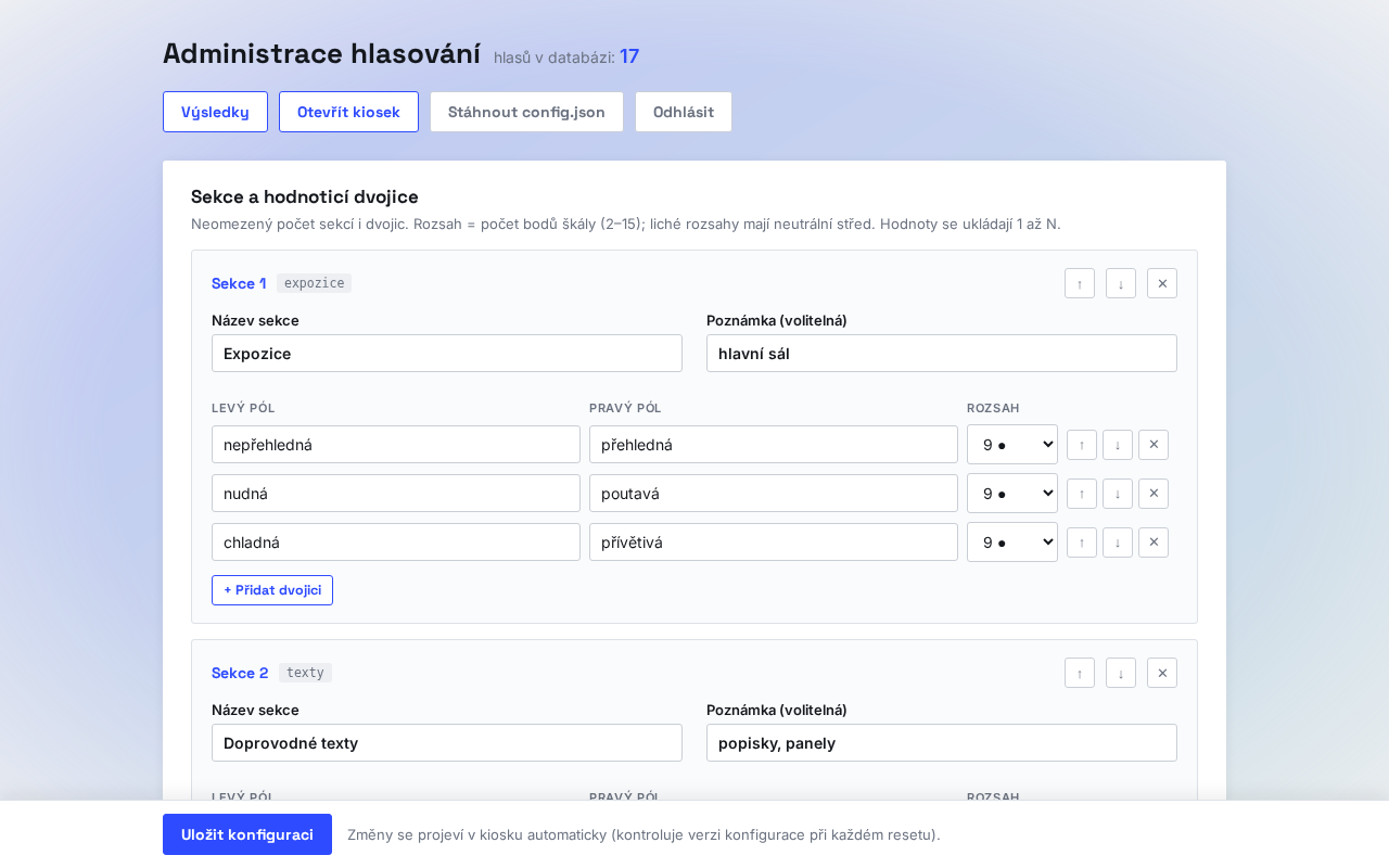 Quizer — administrace