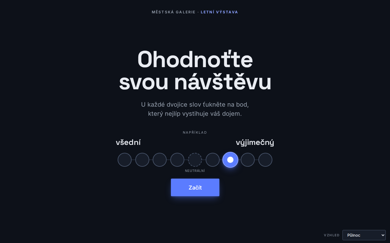 Quizer — kiosek, noční šablona